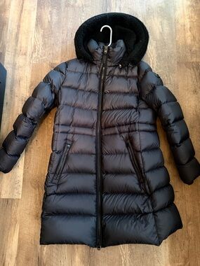 COACH Women’s Long Puffer Down Coat Black Size large with garment bag
